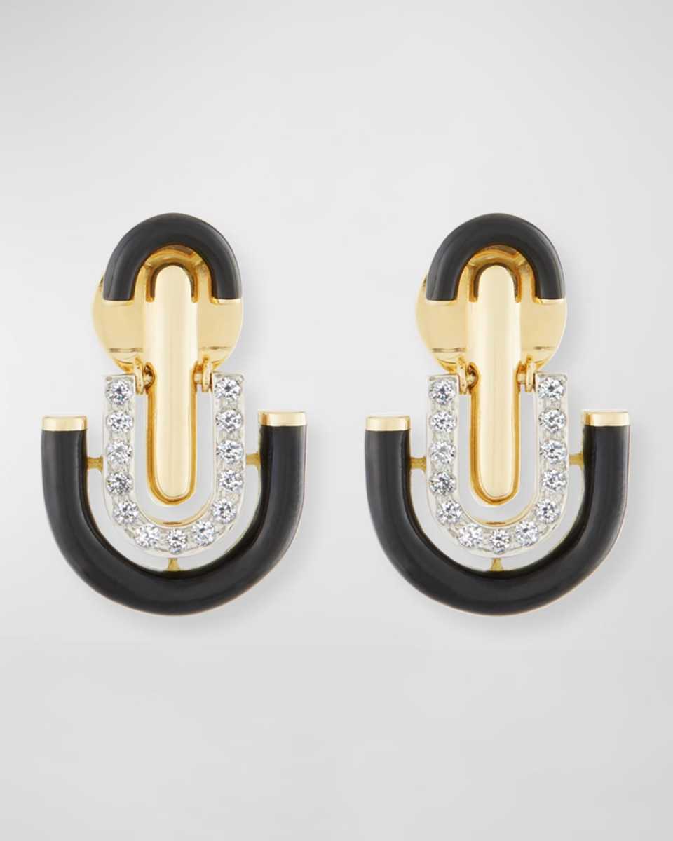Black Enamel & Diamond Unity Earrings